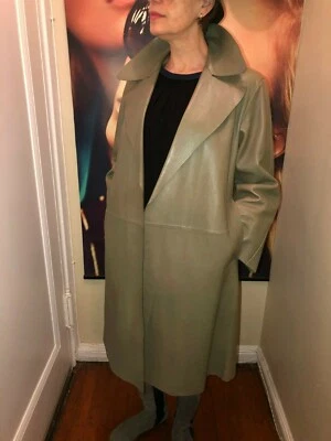 BALLY Mujer Abrigo Cuero Nuevo Gris Talla US8 Hecho en Italia $2590 Foto 1 de 4