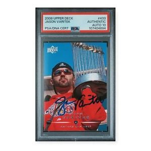 Jason Varitek On Card Autographed 2008 Upper Deck PSA 10 Auto Grade - Picture 1 of 2