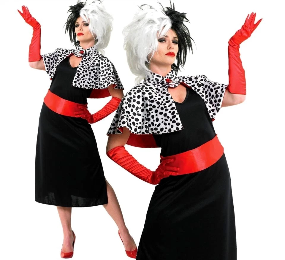 Disney DELUXE CRUELLA DE VILLE Vestido Elegante Disfraz + Peluca Halloween Terror Terror de Terror Foto 1 de 1