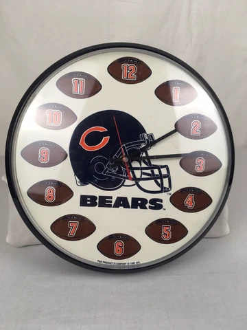 VTG 1991 CHICAGO BEARS NFL FOOTBALL WALL CLOCK P & K PRODUCTS MADE IN USA TESTED Cover