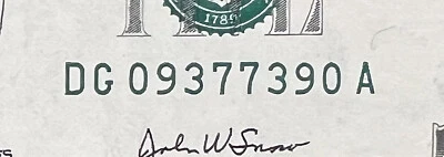 2003 $5 FDR Fancy Radar S/N 09377390 Plus #7 Off Set Front to Back Error GEM AJ - Image 1 of 4