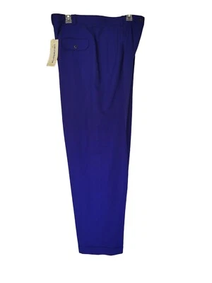 Liz Claiborne 80s Pants Womans Size 16 High Waist Wool Lined Blue Pleats pockets - Image 1 of 4
