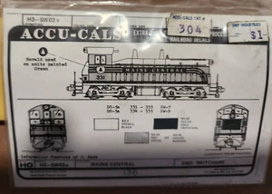 Accu-Cals, HO, H3-SW 03a Maine Central decals for EMD Switchers NOS - Imagen 1 de 2