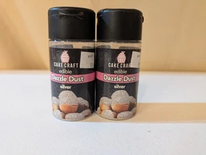 Lot de 2 CAKE CRAFT Dazzle Dust Silver Comestible Shimmer Dust 1,7 oz chaque BBD 25/09 - Photo 1/4