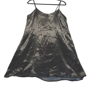 Miami schwarz schimmernd metallic ärmellos Mini Schlupf Kleid Party Club Urlaub Small - Bild 1 von 7