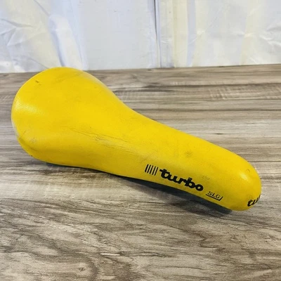 Sillín de cuero amarillo raro vintage Selle Italia Turbo SLG Italia  Foto 1 de 4
