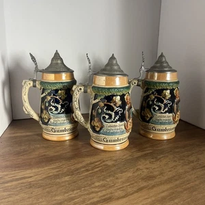 Original König Deutscher Zinn Deckel Bierstein Gummibrinus Und St. Salvator #3 - Bild 1 von 5