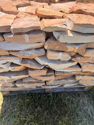 5 Paletten Mauersteine Trockenmauerstein Bruchstein Sandstein gelb Beige Garten - Bild 1 von 4