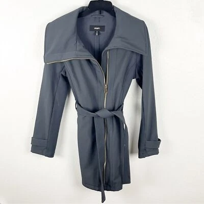 Gabardina AVANTI gris oscuro con cinturón frontal tejido con cremallera paneles laterales, talla mediana Foto 1 de 4