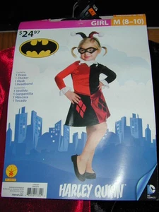 HALLOWEEN COSTUME:Quality Harley Quinn Girl M Dress Mask Choker Headband Cosplay - Picture 1 of 9