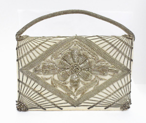 Zardozi Goldwork Embroidery Evening Bag India Purse Metal Thread Mid-Century Vtg