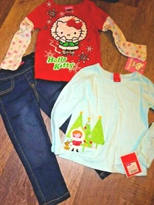 girl toddler  LOT skinny pant jegging & Hello kitty t-shirt top ~ NWT ~  3T - Picture 1 of 7