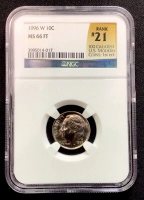 1996 W Roosevelt Dime NGC MS 66 FT! ENN Coins - Image 1 of 2