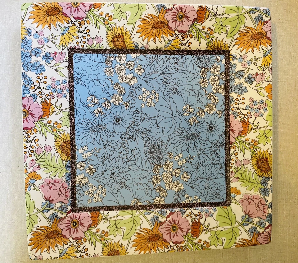 222 Fifth Floral Revelry Dinner Plate 10 1/2" White Floral Border Never Used - Image 1 of 3