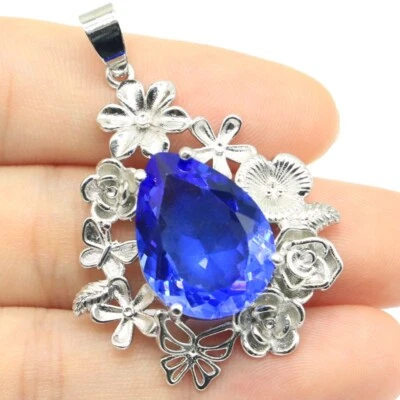 Compre 2 y obtenga 1 colgante de plata con forma de flores violeta de tanzanita para regalo de hermana gratis Foto 1 de 2