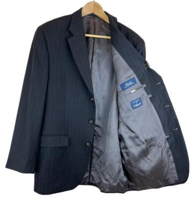 Traje Ralph Ralph Lauren 42R 36x30 Clásico Negro Rayas 100% Lana Foto 1 de 4