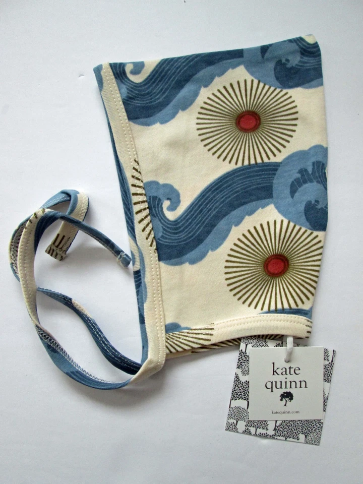 NEW Kate Quinn Pilot Elf Hat 6-12 Mos. Baby Ocean Sun Blue Waves Organic Cotton - Image 1 of 4