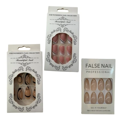 PRESS ON NAILS COFFIN ALMOND CHIC ELEGANT Y2K BADDIE *NO GLUE INCLUDED* - Image 1 of 4