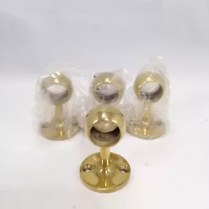 Brass Brackets x4 - Curtain Hand Towel Wardrobe Pole for 18/19mm Rail - Picture 1 of 4