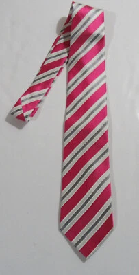 Gravata Donald J. Trump Signature Collection listrada rosa prata e marfim - Imagem 1 de 4