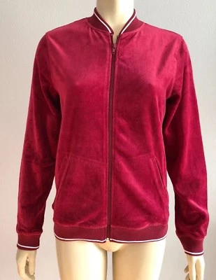 Pullover Z Supply The Ultimate Velour Cremallera Rojo Bordo Talla XS Foto 1 de 4