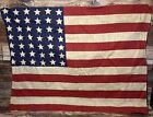 RARE Cir 1890 ANTIQUE 42 Star Cloth American Parade Flag Primitive 23.5x18”