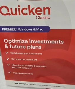 NEW Quicken Classic Premier Personal Finance - 1 Year (Windows/Mac) Fast Ship** - Picture 1 of 2