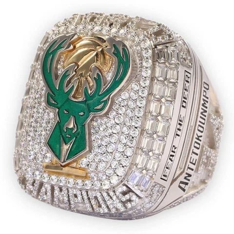 2021 Milwaukee Bucks Men's Basketball World Championship Ring, Custom Ring Cover