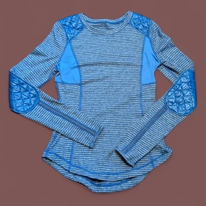 LULULEMON RUN "Ice Queen quilted top Slope Stripe Limitless Blue womens 2 XS #1I - Picture 1 of 12