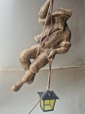 alte rustikale Lampe Bergsteiger Figuren Lampe geschnitzte Skulptur 50 cm - Bild 1 von 4