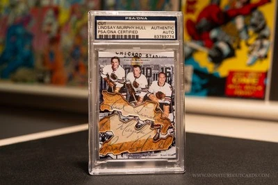 Ted Lindsay, Ron Murphy & Bobby Hull Chicago Blackhawks Triple Signed Signature - Image 1 of 2