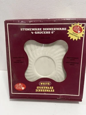 Juego de vajilla vintage Scio White de 4 platillos de 6" en caja - Usado Foto 1 de 4