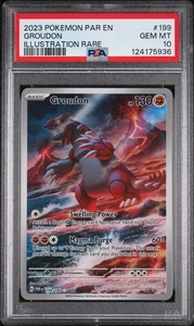 2023 POKEMON PAR EN-PARADOX RIFT ILLUSTRATION RARE #199 GROUDON PSA 10 - Picture 1 of 2