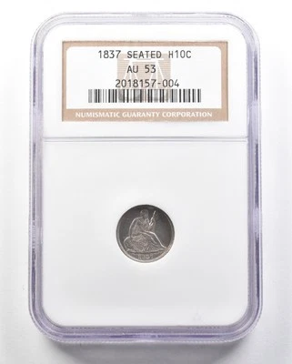 1837 Seated Liberty Half Dime AU53 NGC *1818 - Image 1 of 3