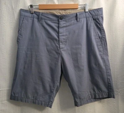 Pantalones Cortos Divididos H&M Para Hombre ~ Talla 34 Gris/Azul Botón Mosca 37" W 10" Entrepierna Algodón Foto 1 de 4