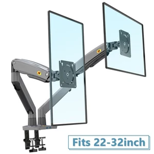 Dual Curved Monitor Mount 22-32" | Heavy Duty Gas Spring Arm | Synced Tilt | USB - Picture 1 of 6
