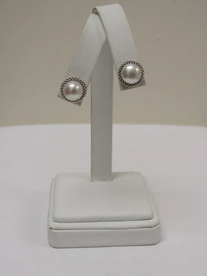 Aretes de perlas Luna de plata esterlina de diseñador LAGOS Foto 1 de 4