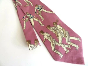 NAUTICA Pink Tie Tennis Racquet Players Mens Necktie USA SILK hand finished - Picture 1 of 10