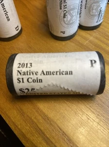 2013-P Native American $25 Coin Roll ~ US MINT Wrapped Roll Sacagawea Dollars BU - Picture 1 of 3