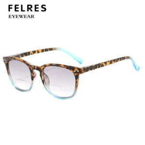 Bifokal Eckig Lesebrille Blaulicht Blockierende Modebrille Unisex Getönt - Bild 1 von 26