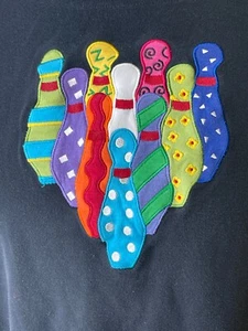 Bechamel Unisex Shirt Extra Large Bowling Emboidered Black Split sides - Picture 1 of 24