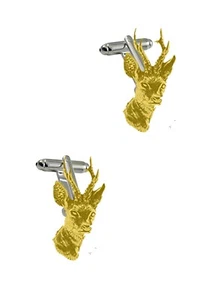 A9 Roe Deer Fine English chrome gold plated Pewter Cufflinks gift suit - Picture 1 of 1