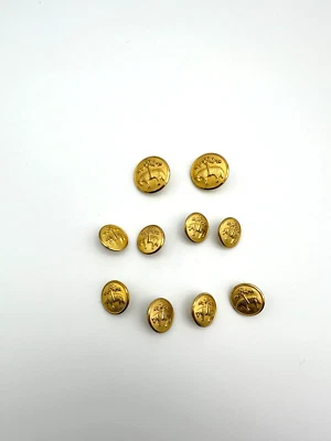 Brooks Brothers Gold Replacement Buttons 10 Set Blazer 8 Cuff 2 Front Waterbury - Image 1 of 4