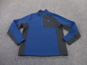 Spyder Jacket Mens L Blue Hiking Logo Outdoors Sweater Textured Coat Adult - Picture 1 of 11