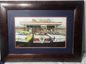 Large George Boutwell signed print Frosty Denton Texas Framed and matted - Picture 1 of 5