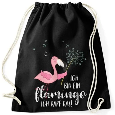 Turnbeutel Flamingo Ich bin ein Flamingo ich darf das Spruch Pusteblume - Bild 1 von 2