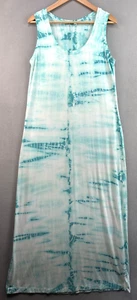 Fresh Produce Maxi Dress Large Sleeveless Tie Dye Soft Stretch Jersey Boho Aqua - Picture 1 of 9