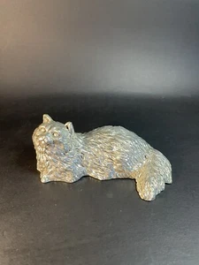 Sterling Silver Plated Laying Persian Cat Figurine 1.5” X 4” - Picture 1 of 15