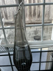 Murano  Style Striped Bottle Carafe Vase - Picture 1 of 12