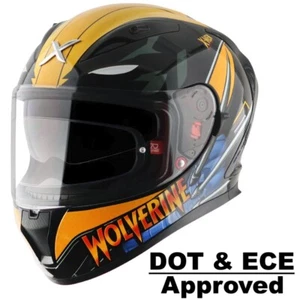 Casco de motociclista AXOR “Street Marvel Wolverine” con visera azul iridio transparente y extra - Imagen 1 de 11